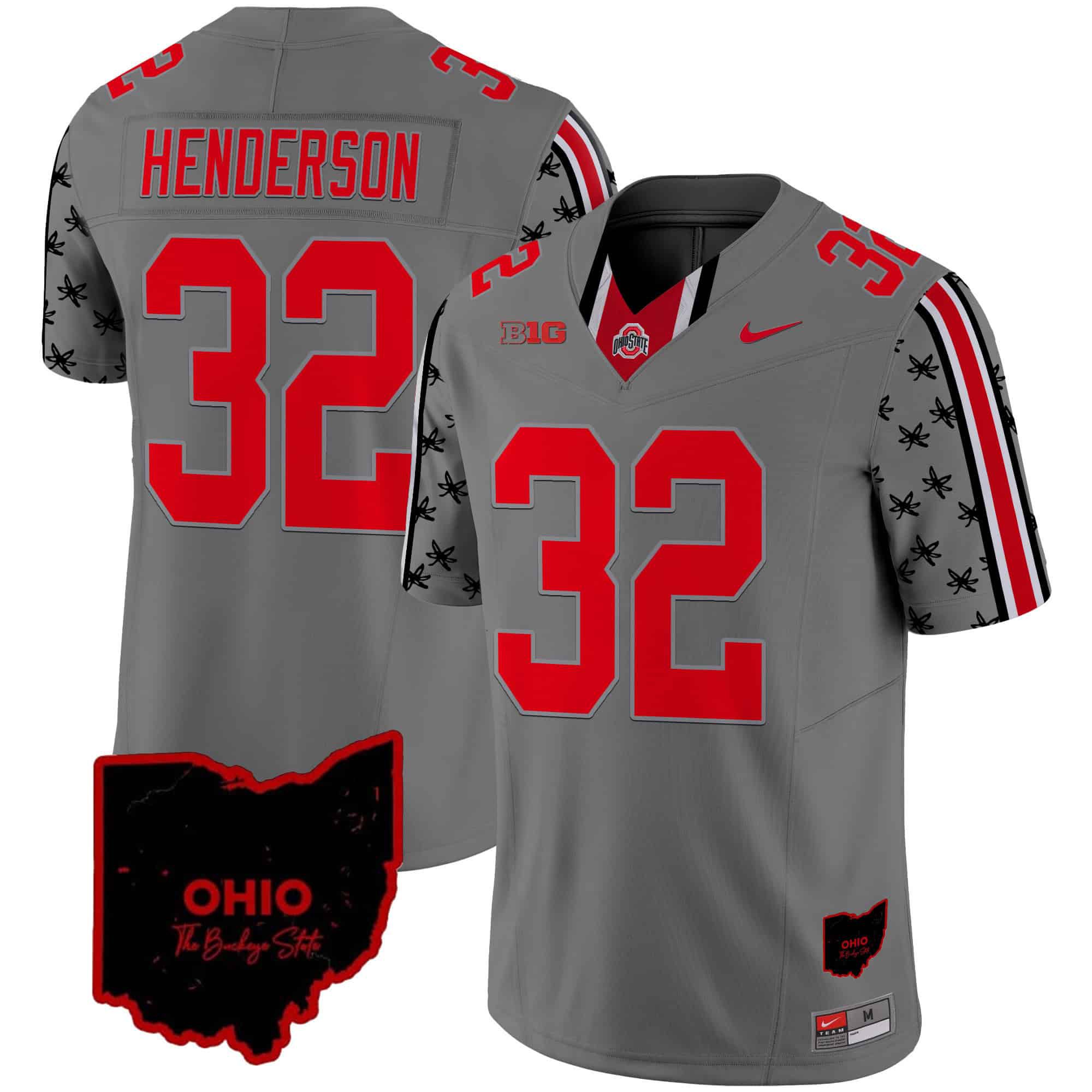 Men Ohio State Buckeyes #32 Henderson Grey 2024 Nike Home Patch Vapor Limited NCAA Jersey